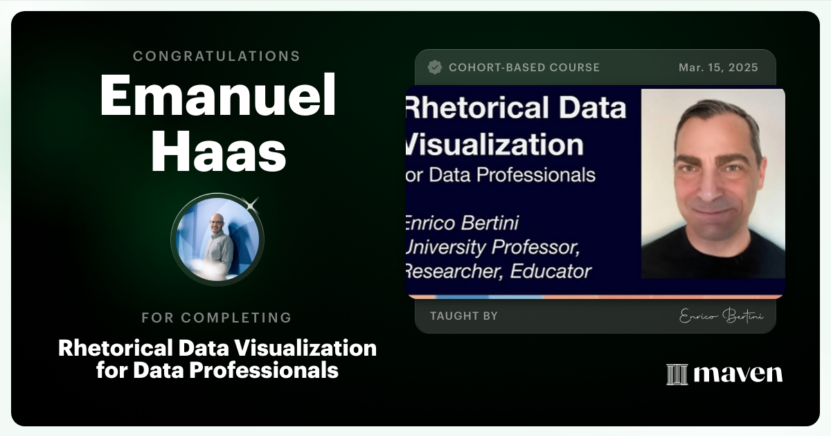 Certificate of Completion for Think Effectively with Data Visualization