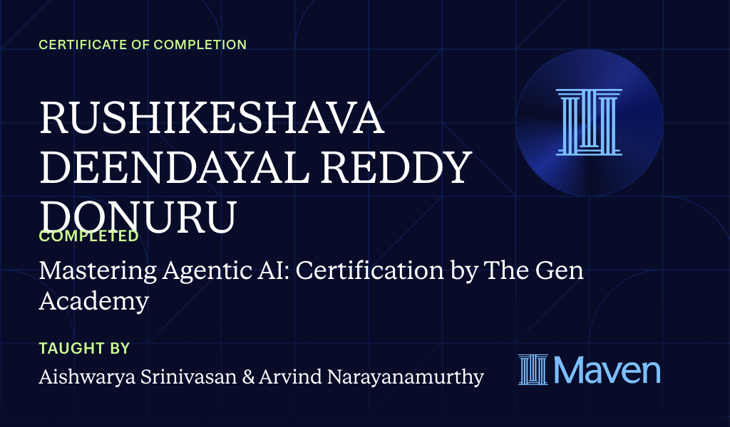 Certificate for Mastering Agentic AI: Certification by The Gen Academy