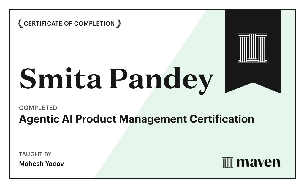 Certificate for Agentic AI Product Management Certification