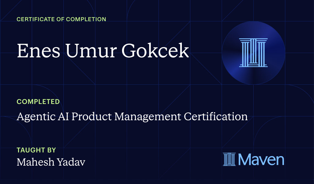 Certificate for Agentic AI Product Management Certification
