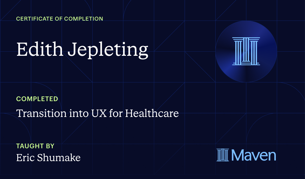 Certificate for Transition into UX for Healthcare