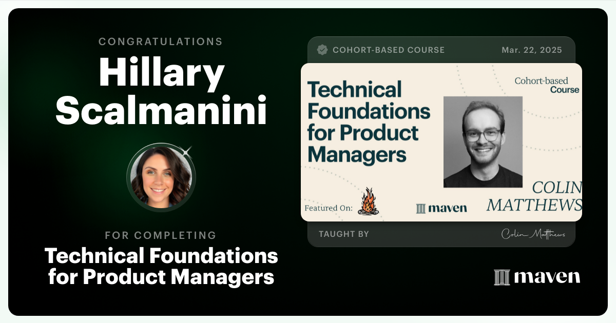 Certificate of Completion for Technical Foundations for Product Managers
