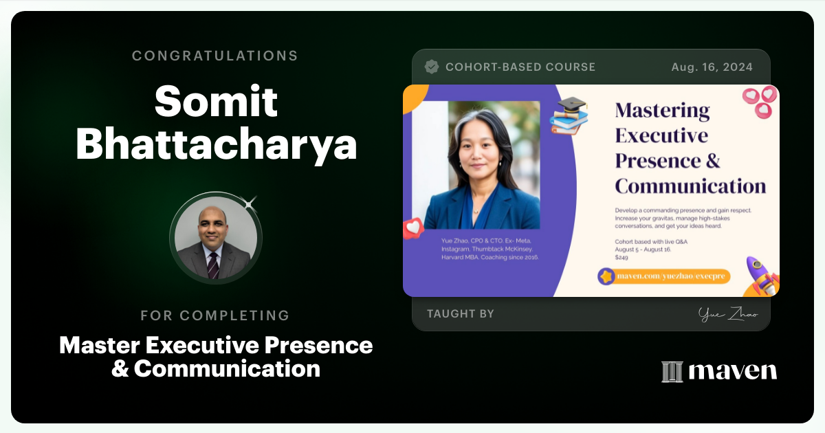 Certificate of Completion for Master Executive Presence & Communication with AI