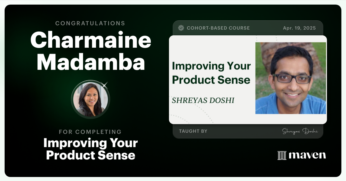 Certificate of Completion for World-class Product Sense in Practice