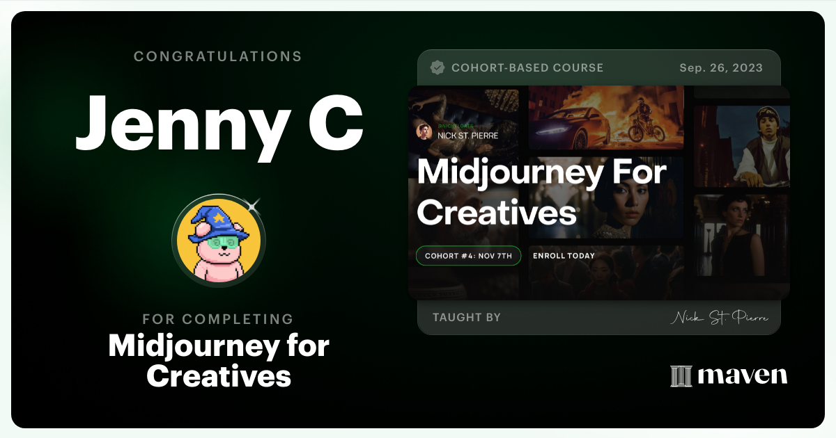 Certificate of Completion for Midjourney for Creatives
