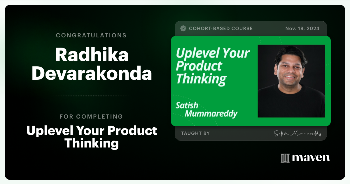 Certificate of Completion for Uplevel Your Product Thinking