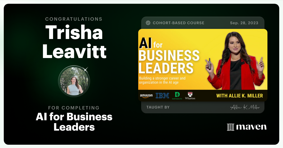 Certificate of Completion for AI for Business Leaders