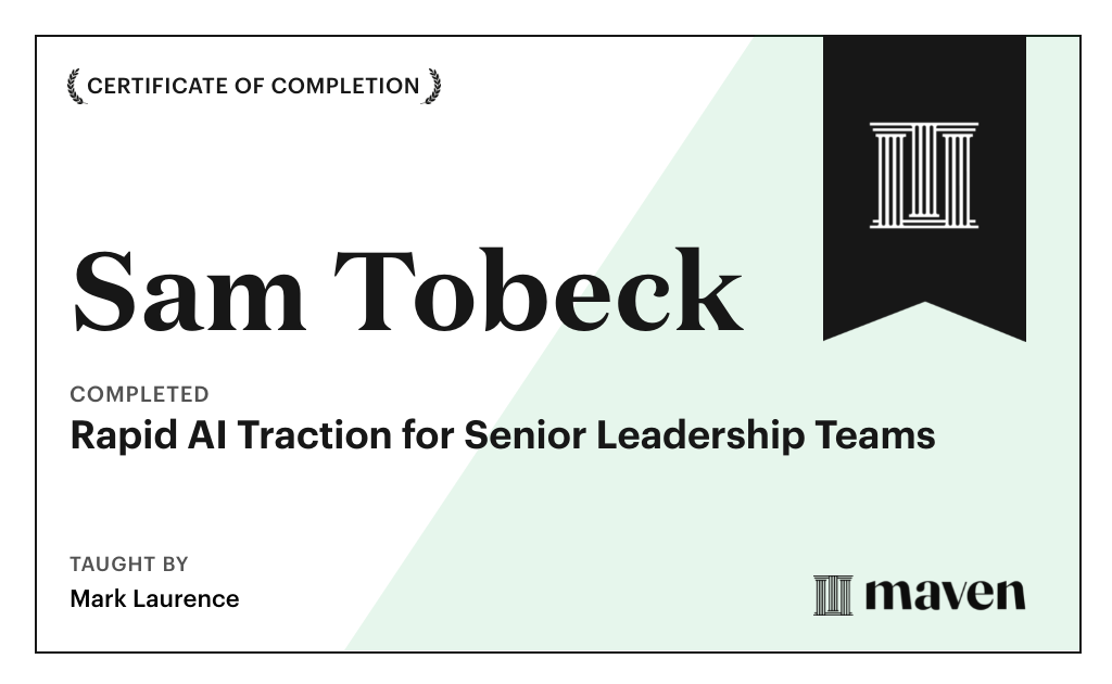 Certificate for Rapid AI Traction for Senior Leadership Teams