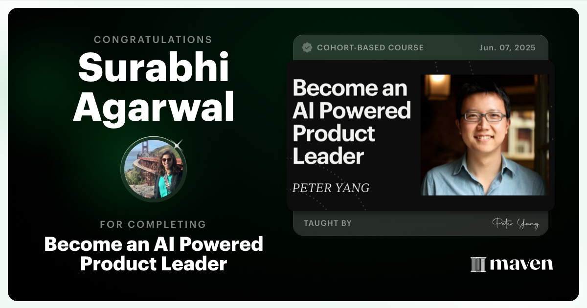 Certificate of Completion for Become an AI Powered Product Leader