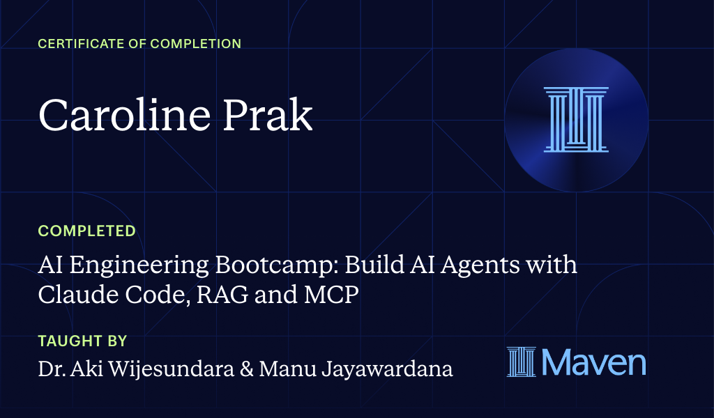 Certificate for AI FDE and Agentic AI Engineering Bootcamp and Certificate