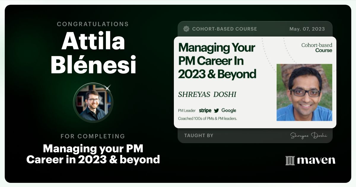 Certificate of Completion for Managing your PM Career in 2025 and beyond