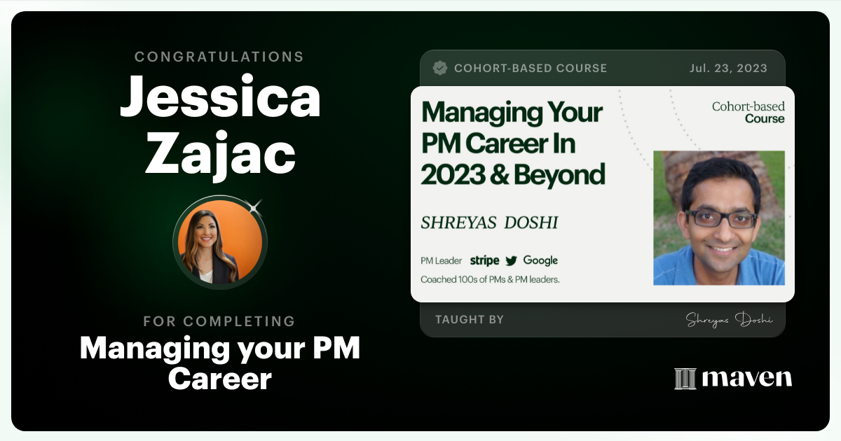Certificate of Completion for Managing your PM Career in 2025 and beyond