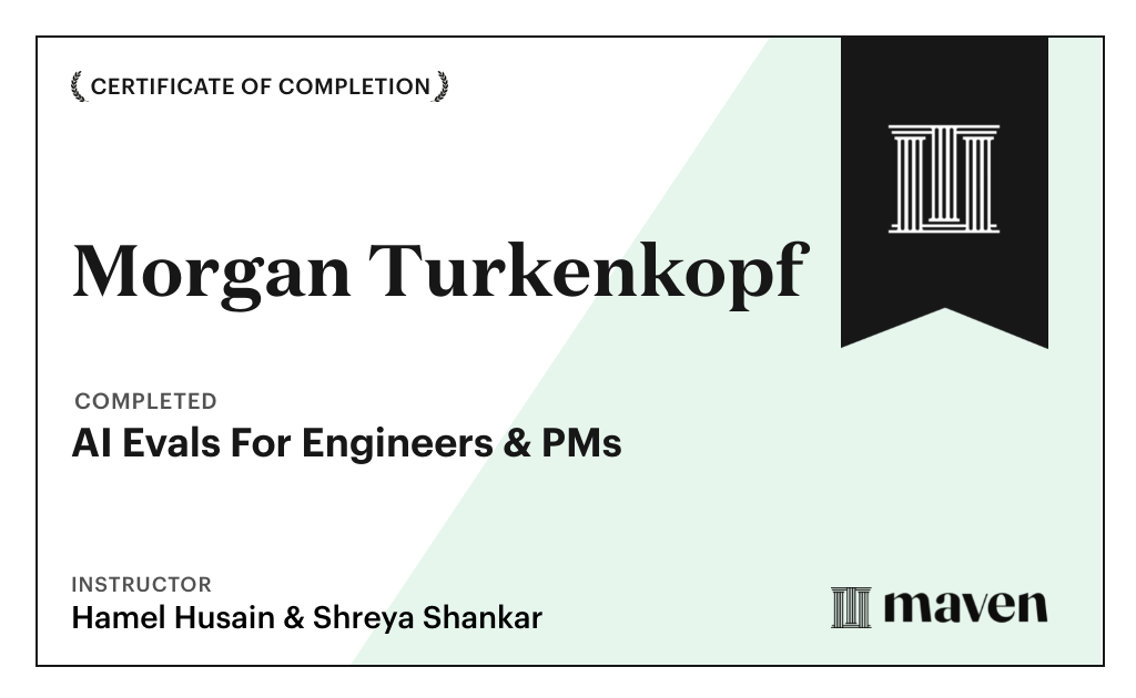 Certificate for AI Evals For Engineers & PMs