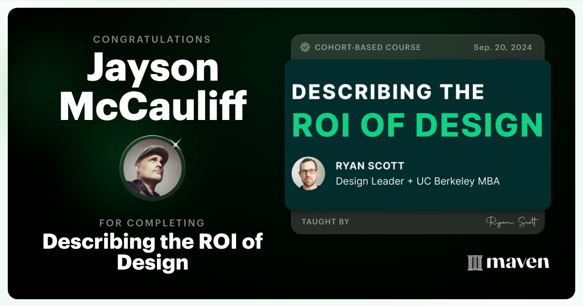 Certificate of Completion for Describing the ROI of Design