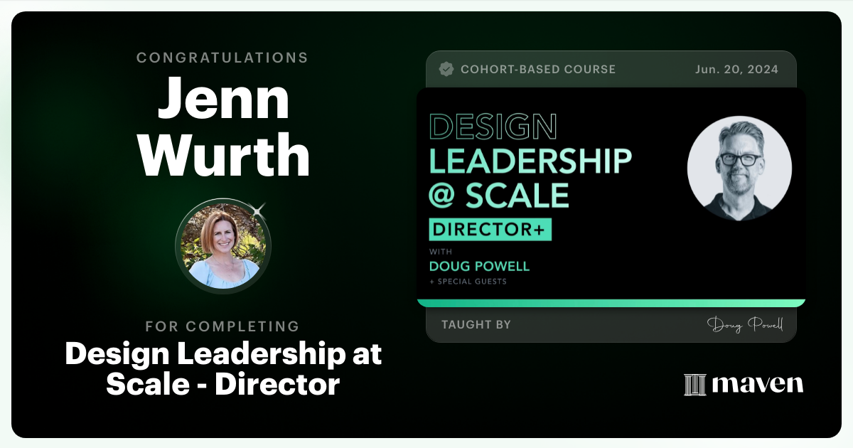 Certificate of Completion for Design Leadership at Scale: Director