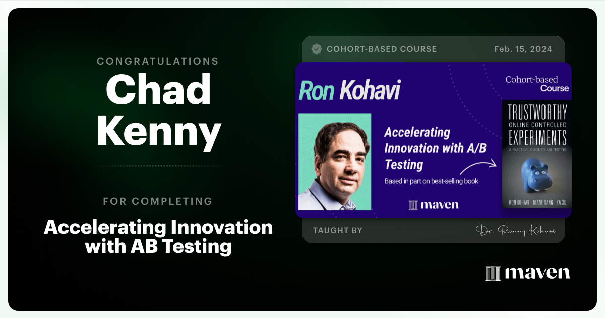 Certificate of Completion for Accelerating Innovation with A/B Testing
