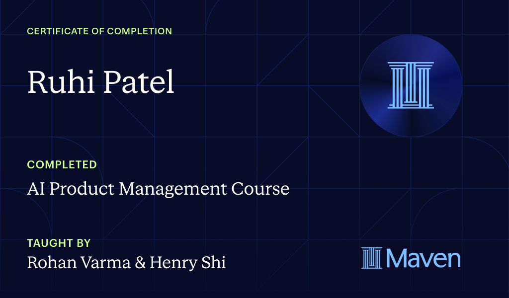 Certificate for AI Product Management Course