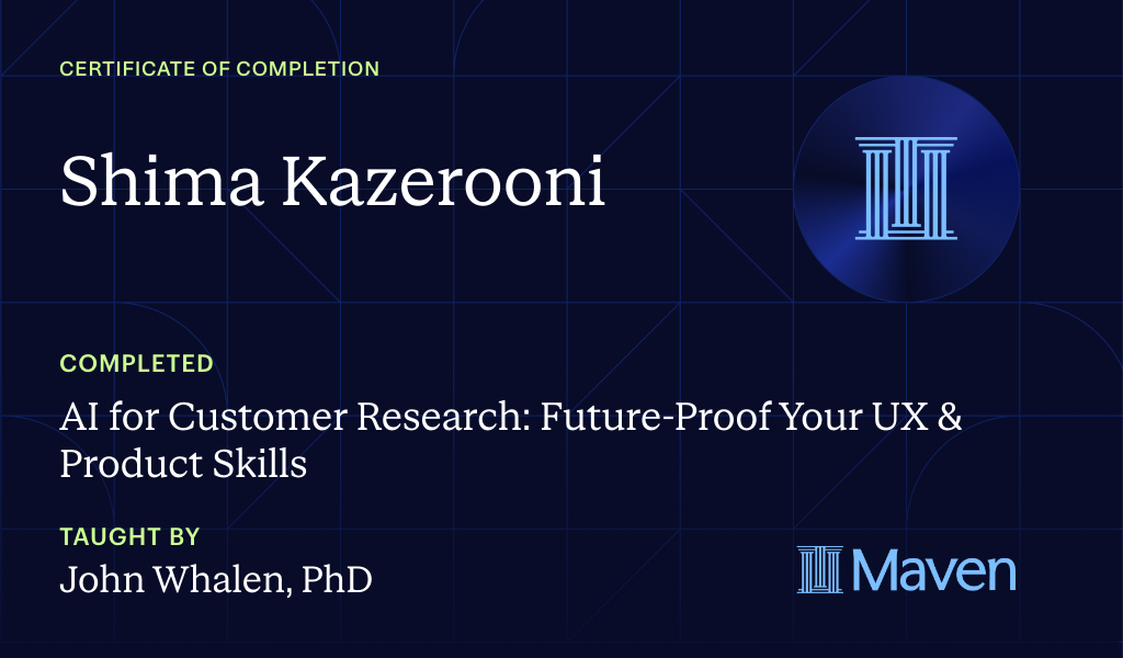 Certificate for AI for Customer Research: Deliver Trusted Insights at Scale