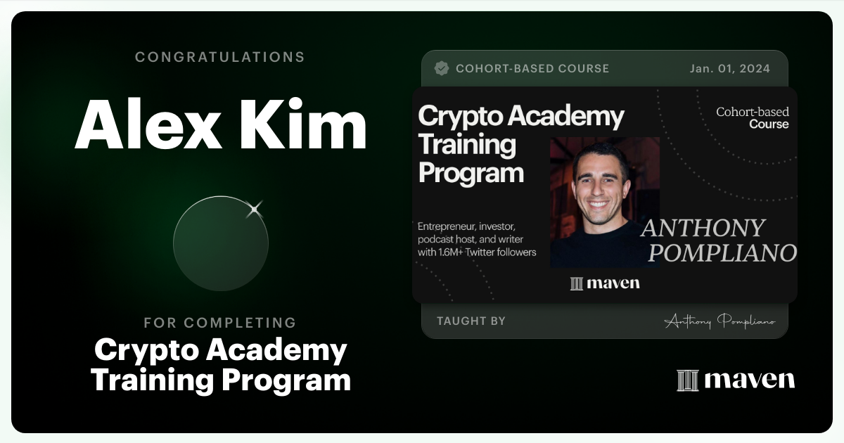 Certificate of Completion for Crypto Academy Training Program