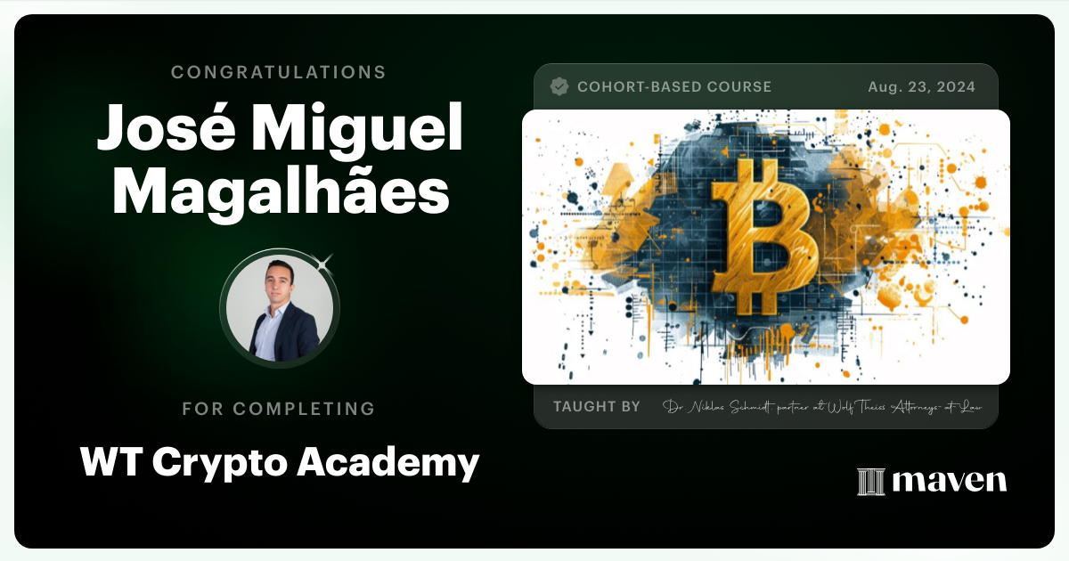 Certificate of Completion for WT Crypto Academy