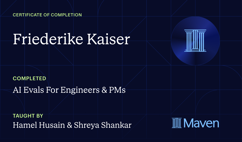 Certificate for AI Evals For Engineers & PMs