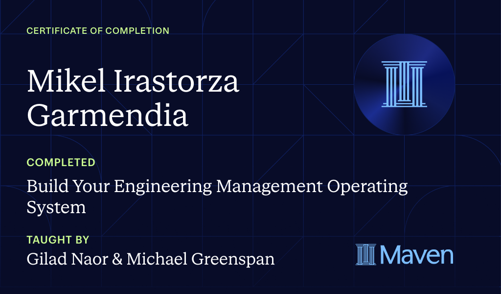 Certificate for Build Your Engineering Management Operating System