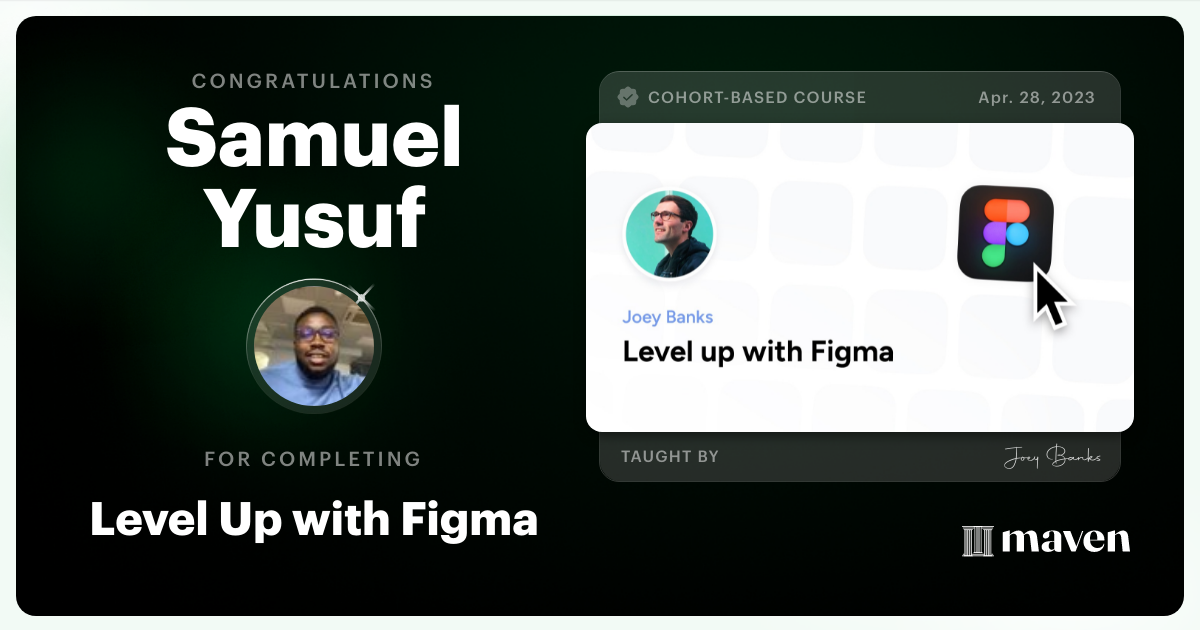 Certificate of Completion for Level Up with Figma