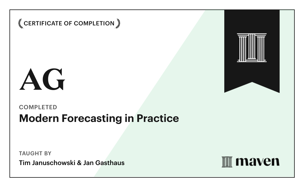 Certificate for Modern Forecasting in Practice