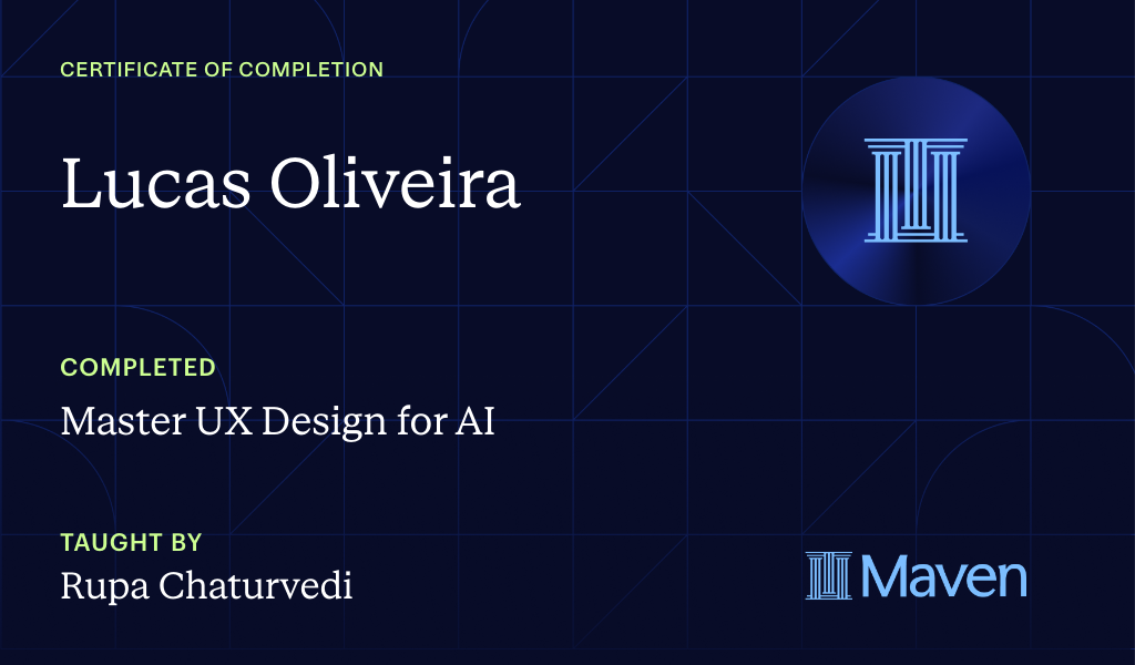Certificate for Master UX Design for AI