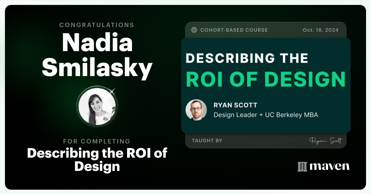 Certificate of Completion for Describing the ROI of Design