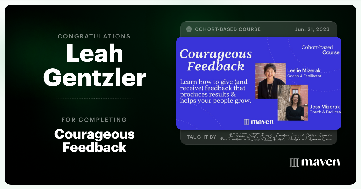 Certificate of Completion for Courageous Feedback