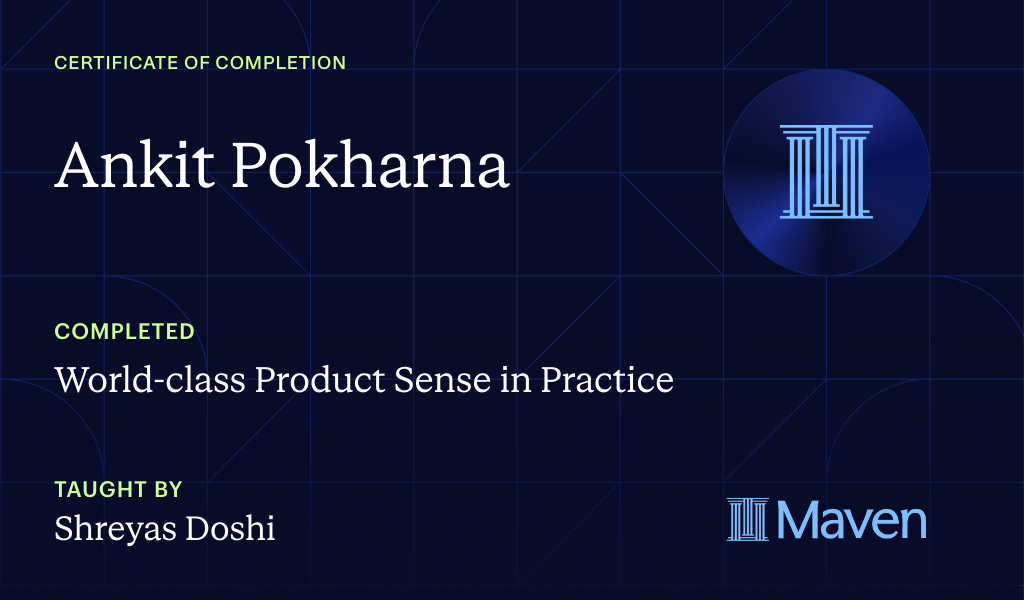 Certificate for World-class Product Sense in Practice