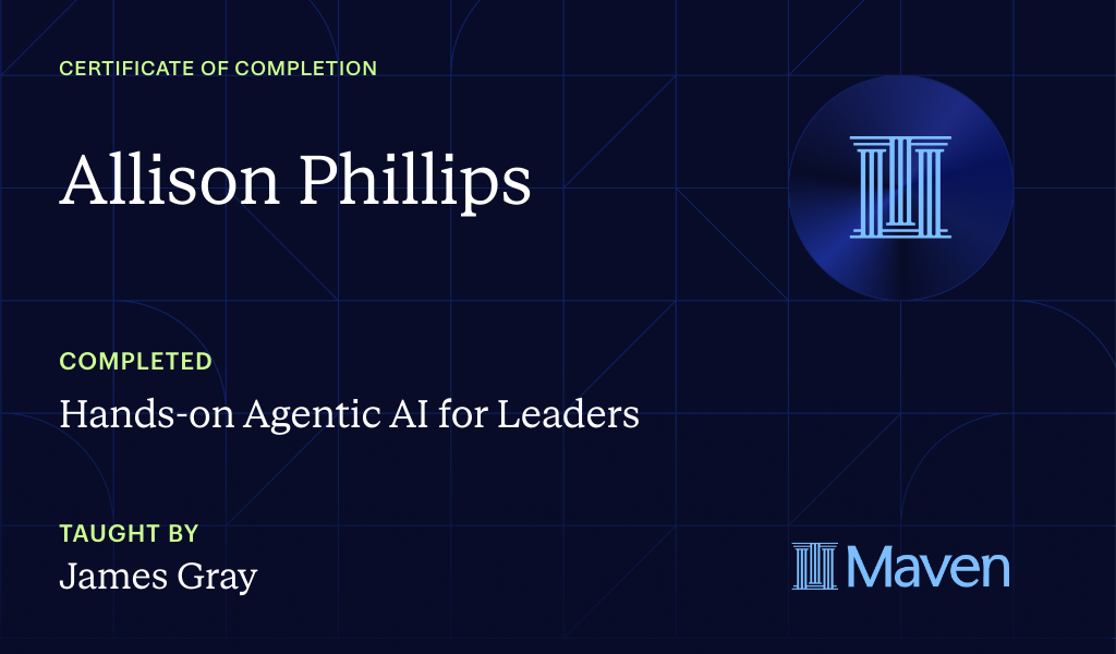 Certificate for Hands-on Agentic AI for Leaders