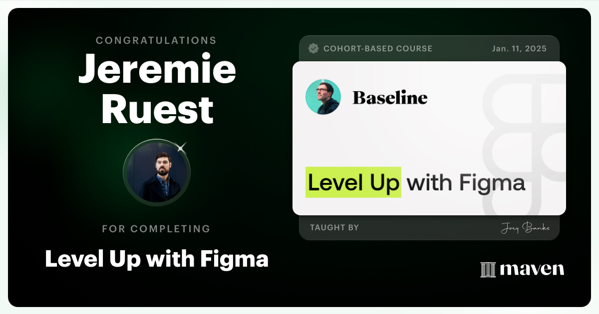Certificate of Completion for Level Up with Figma