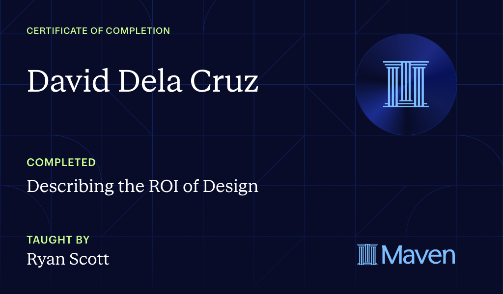 Certificate for Describing the ROI of Design