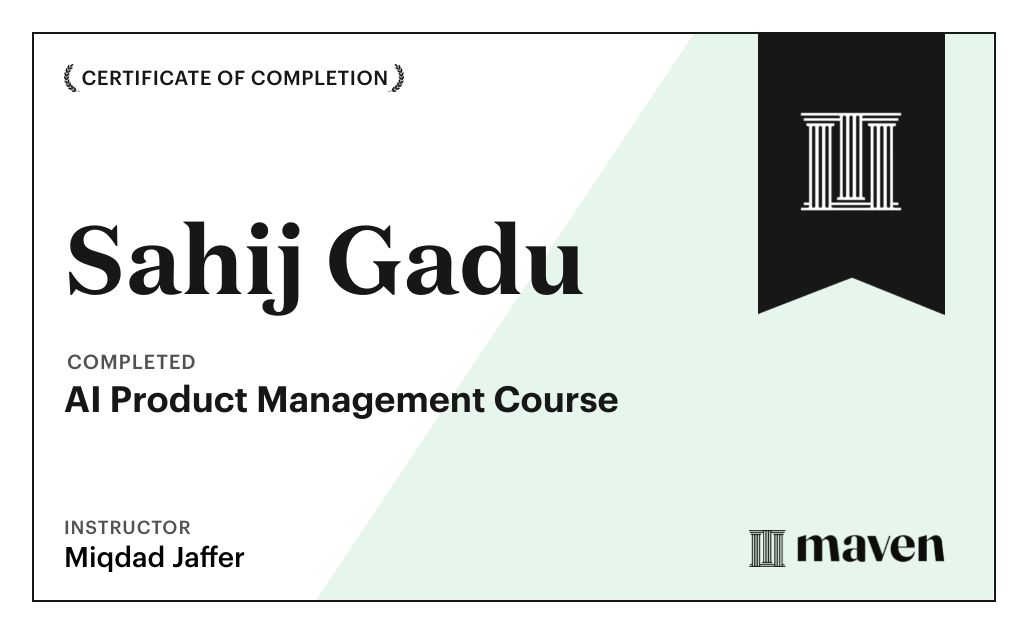 Certificate for AI Product Management Course