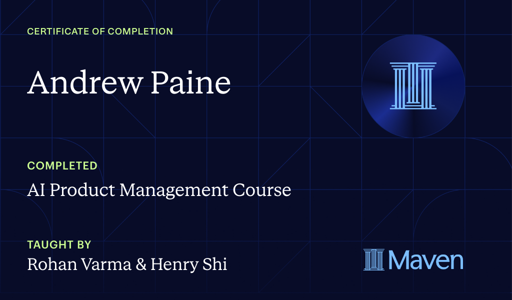 Certificate for AI Product Management Course