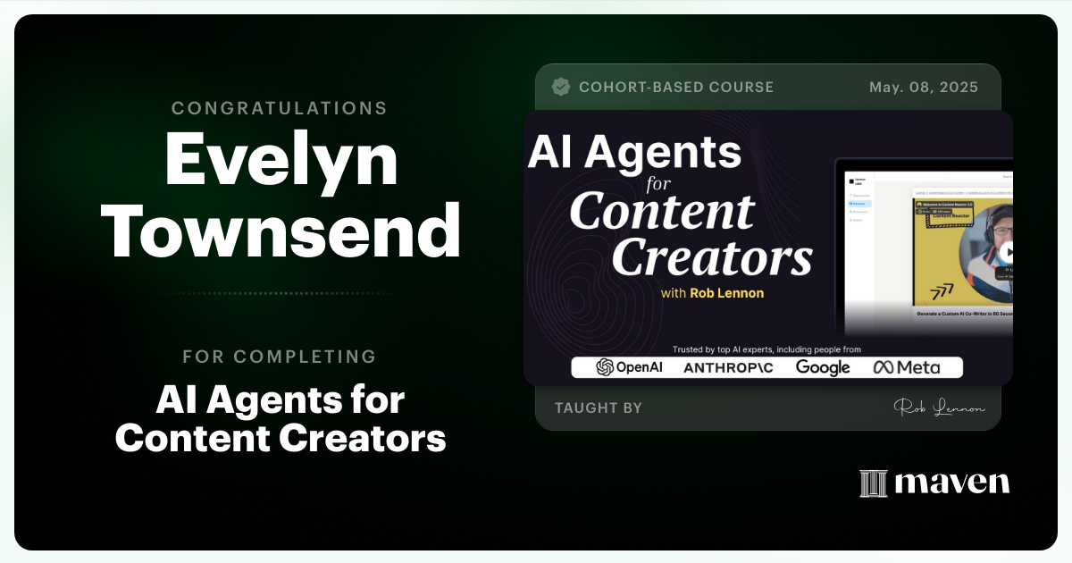 Certificate of Completion for AI Agents for Content Creators