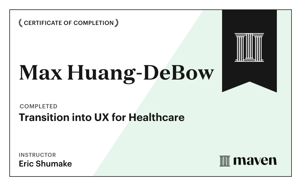 Certificate for Transition into UX for Healthcare