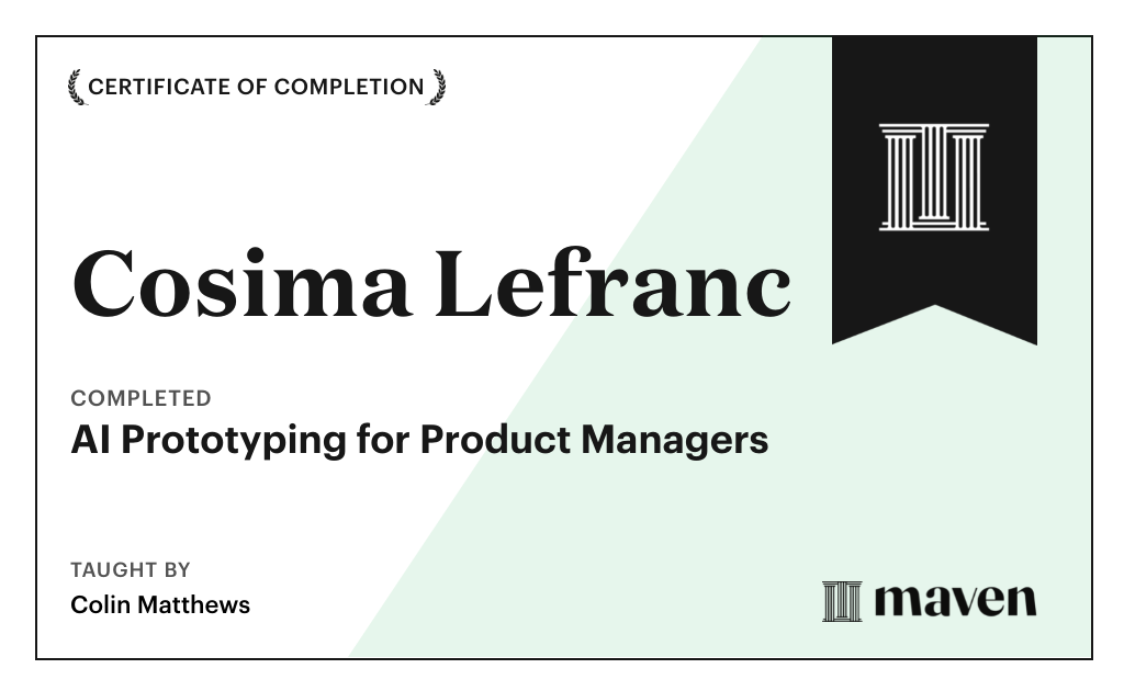 Certificate for AI Prototyping for Product Managers