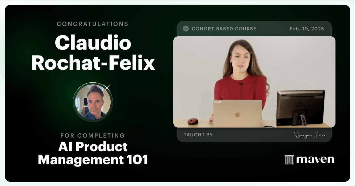 Certificate of Completion for AI Product Management Certification