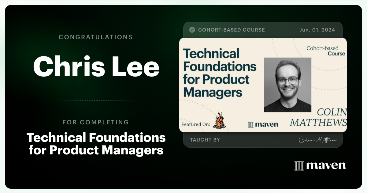 Certificate of Completion for Technical Foundations for Product Managers