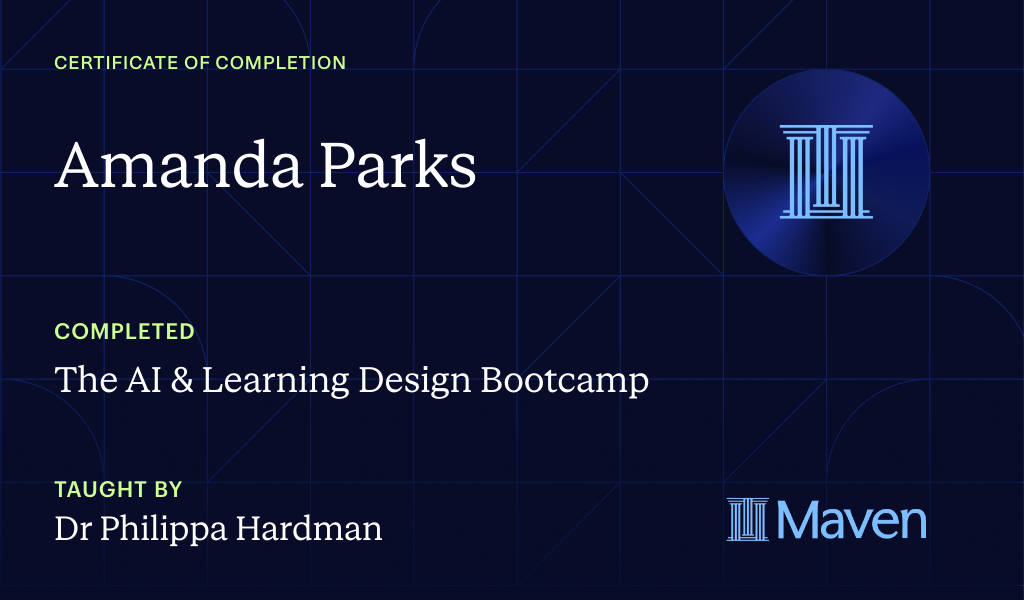 Certificate for The AI Bootcamp for L&D