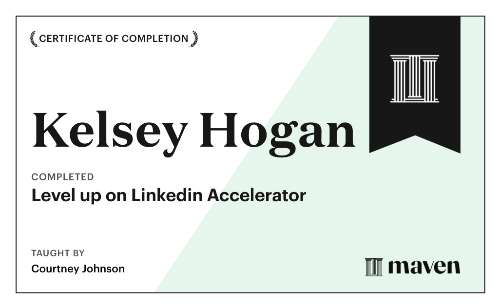 Certificate for Level up on Linkedin Accelerator
