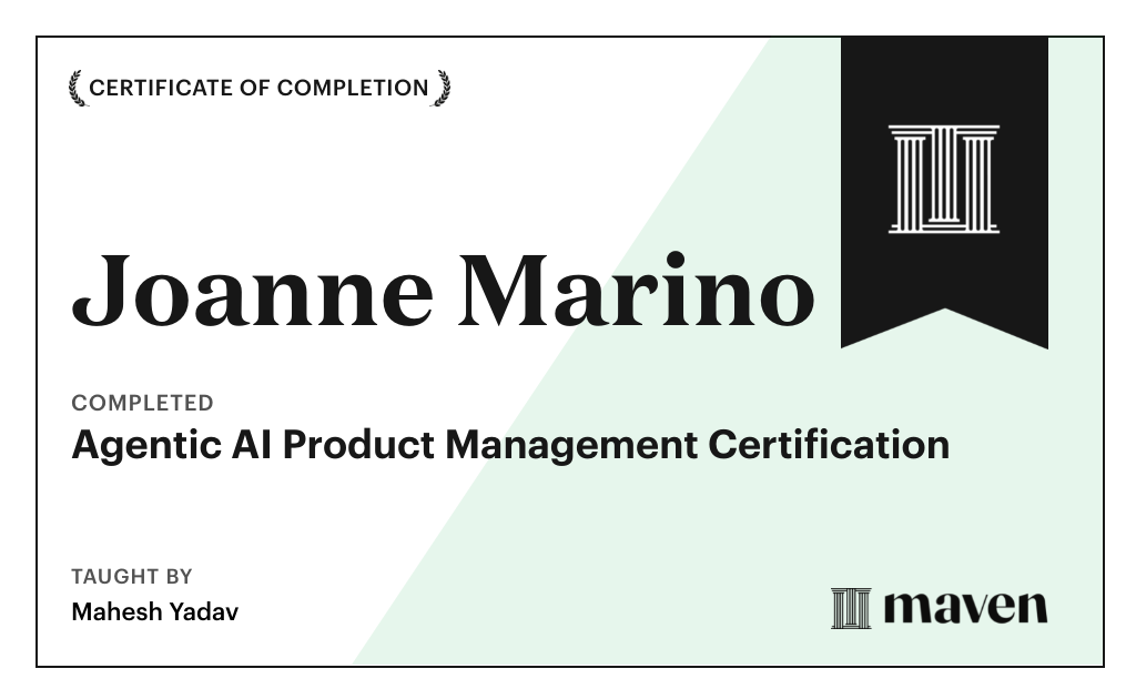 Certificate for Agentic AI Product Management Certification