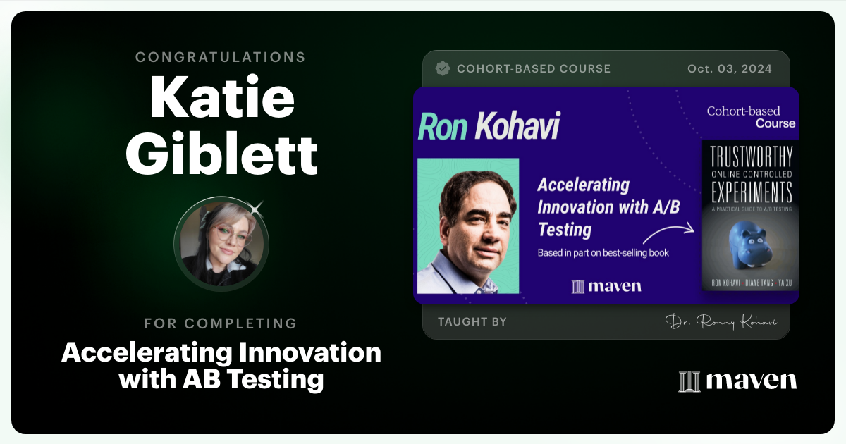 Certificate of Completion for Accelerating Innovation with A/B Testing