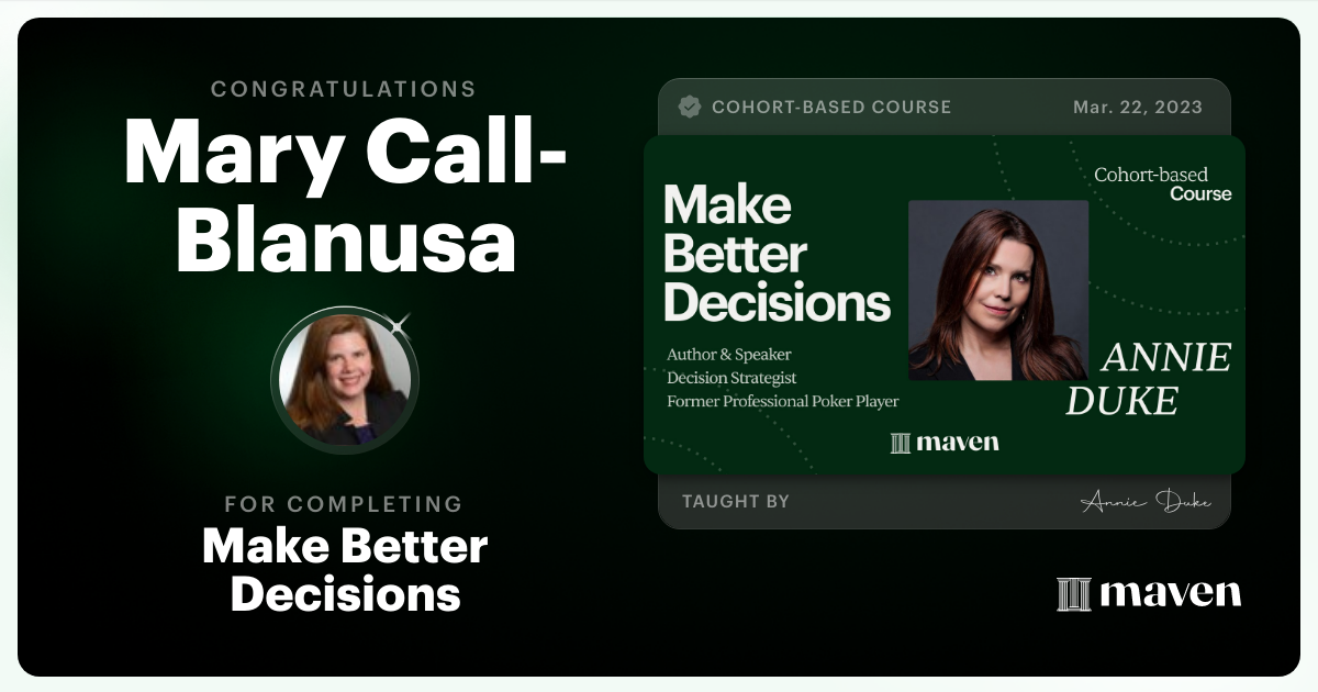 Certificate of Completion for Make Better Decisions