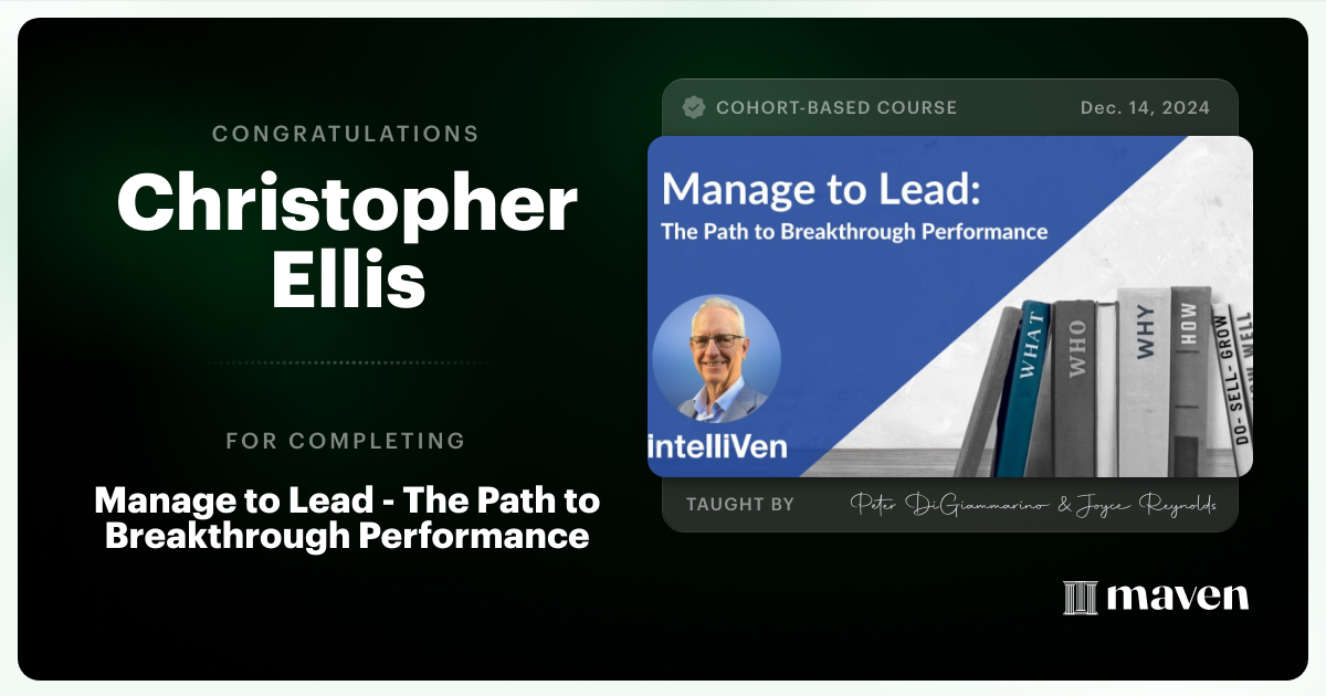 Certificate of Completion for Executive Alignment for Enterprise Operations and Governance