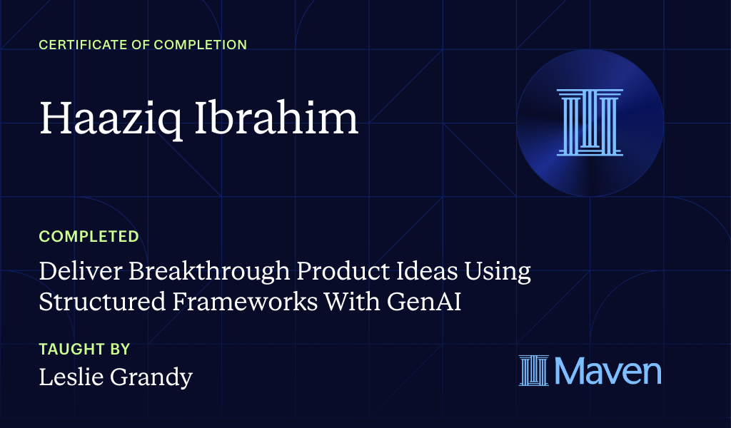 Certificate for The What If Method: A Practical System for Turning Ideas into Action with GenAI