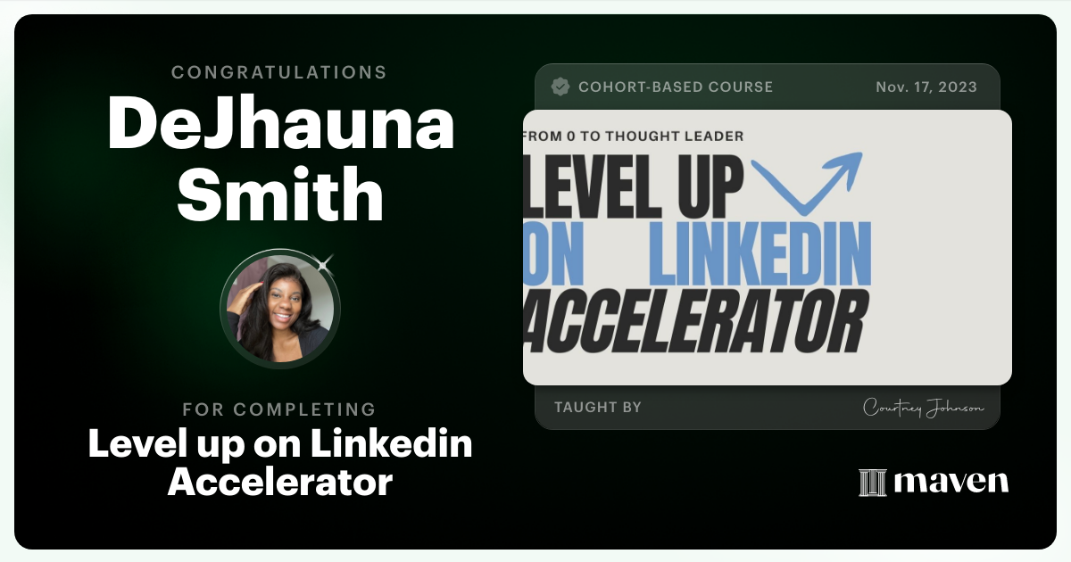 Certificate of Completion for Level up on Linkedin Accelerator